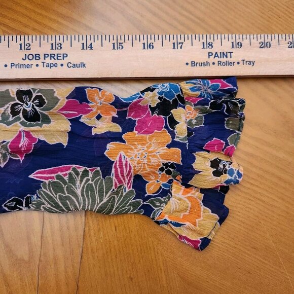 Free People Purple Floral Pleated Sheer Button Up Blouse Tunic Top Dress sz XS - Picture 11 of 12